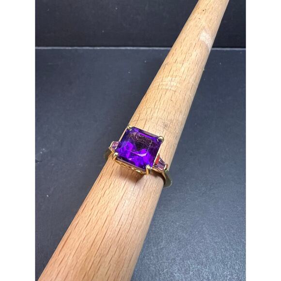 NEW African amethyst ring in vermeil yellow gold size 9 - Picture 3 of 16